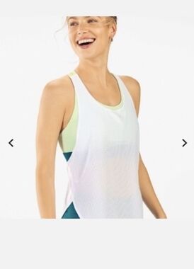 Fabletics White and Blue Performance Tank